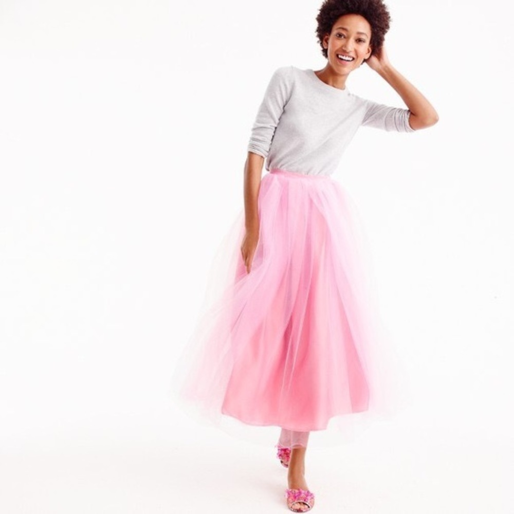 J. Crew midi length tulle skirt, Pink, 4